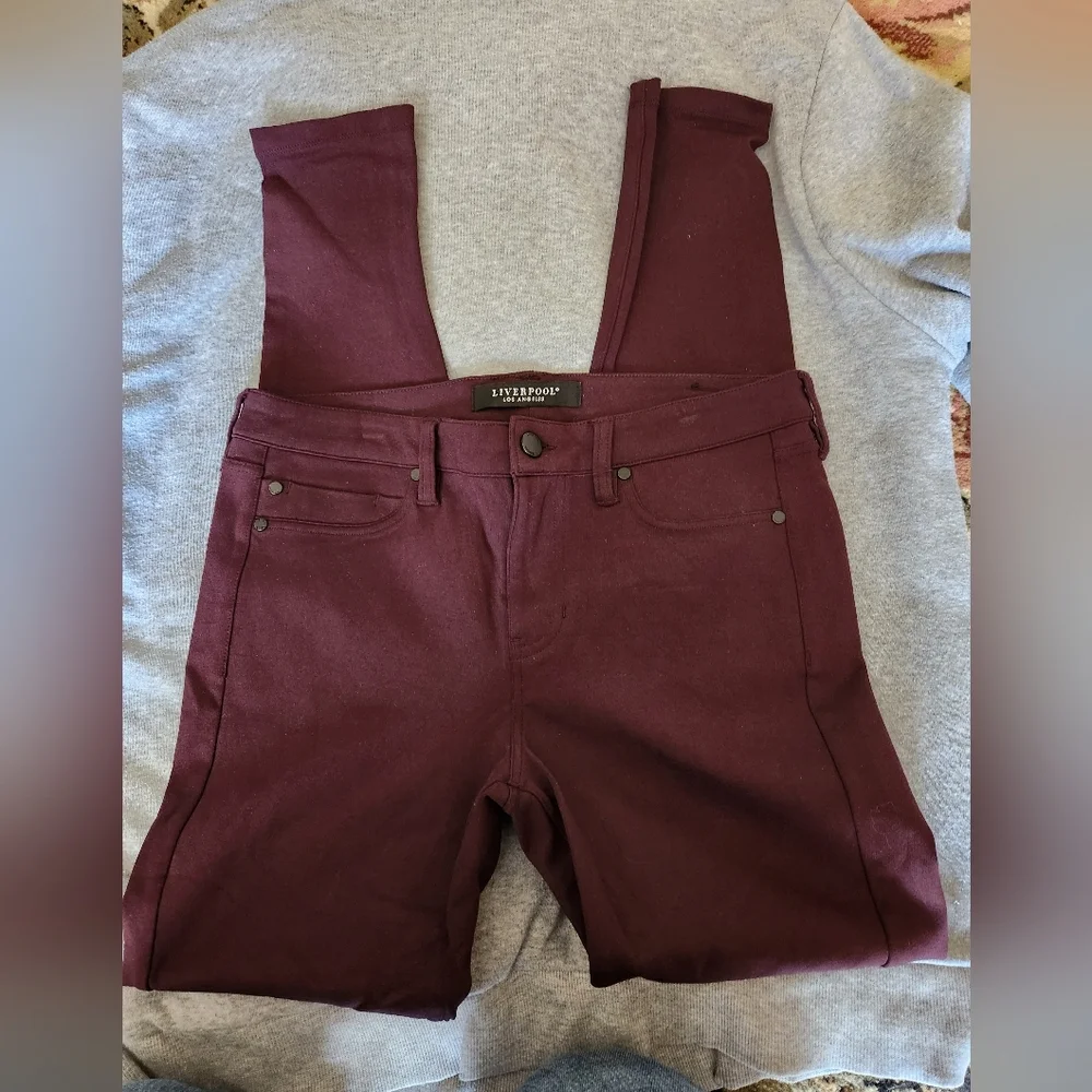 Liverpool Dark Plum Pants - Picture 2 of 8